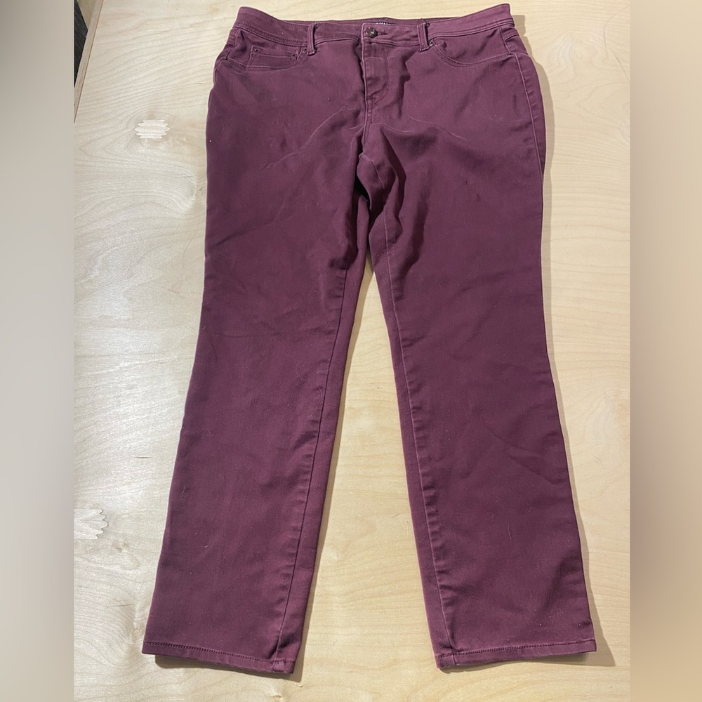 Roz & Ali Burgundy Straight-Leg Pants Size 16 (LP)